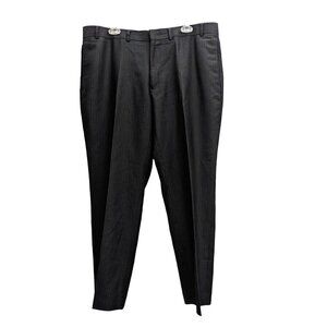 BILLY LONDON UK Black GraPinstripe Dress Pants Flat Front Straight Leg 40W x 30"